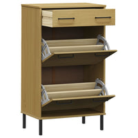 Thumbnail for Schuhschrank OSLO mit Metallbeinen Braun Massivholz Kiefer