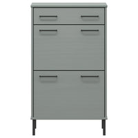 Thumbnail for Schuhschrank OSLO mit Metallbeinen Grau Massivholz Kiefer