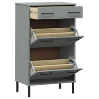 Thumbnail for Schuhschrank OSLO mit Metallbeinen Grau Massivholz Kiefer