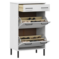 Thumbnail for Schuhschrank OSLO mit Metallbeinen Weiß Massivholz Kiefer