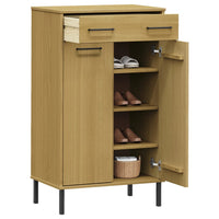 Thumbnail for Schuhschrank OSLO mit Metallbeinen Braun Massivholz Kiefer
