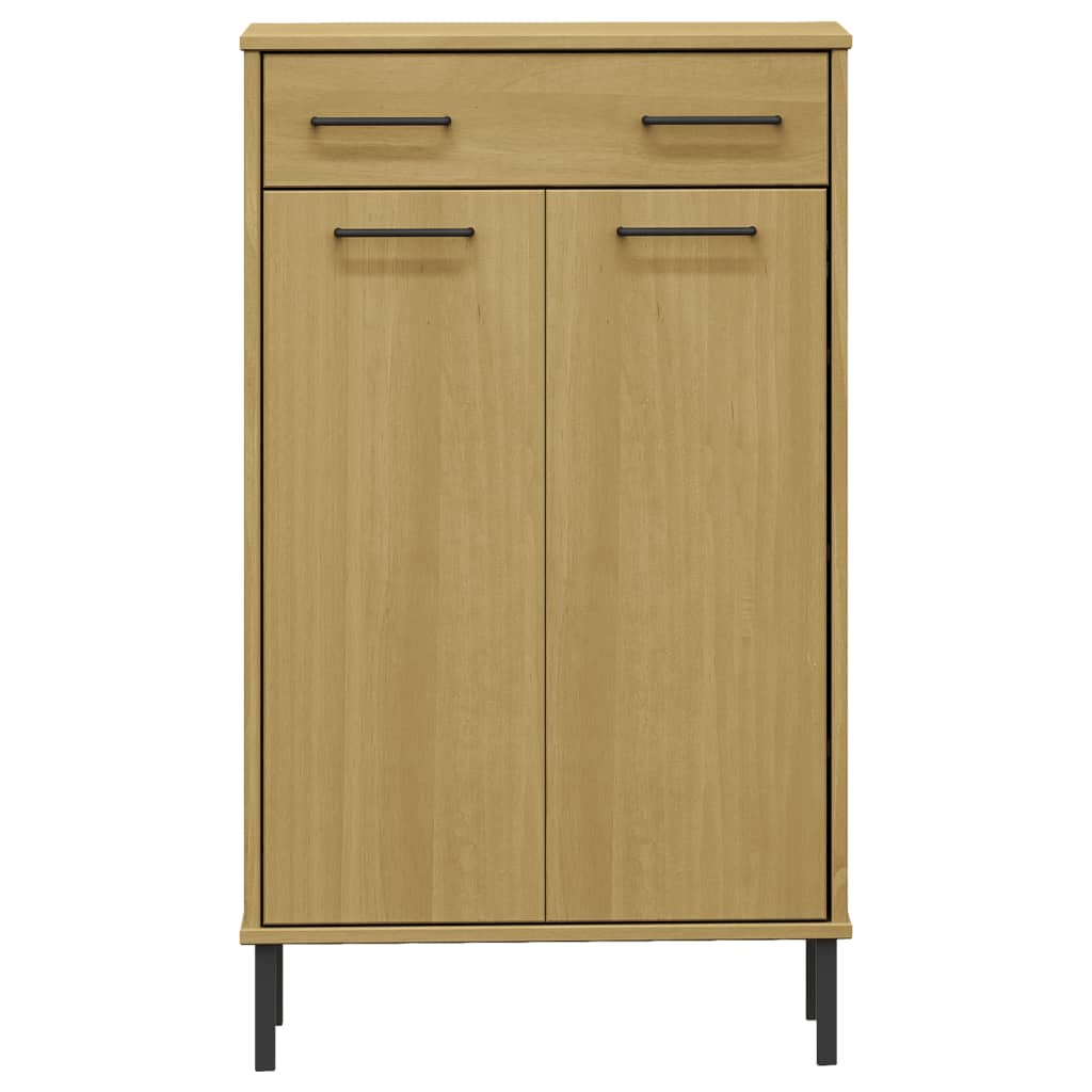 Schuhschrank OSLO mit Metallbeinen Braun Massivholz Kiefer