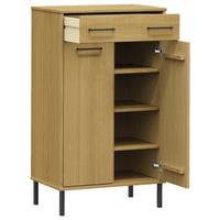 Thumbnail for Schuhschrank OSLO mit Metallbeinen Braun Massivholz Kiefer