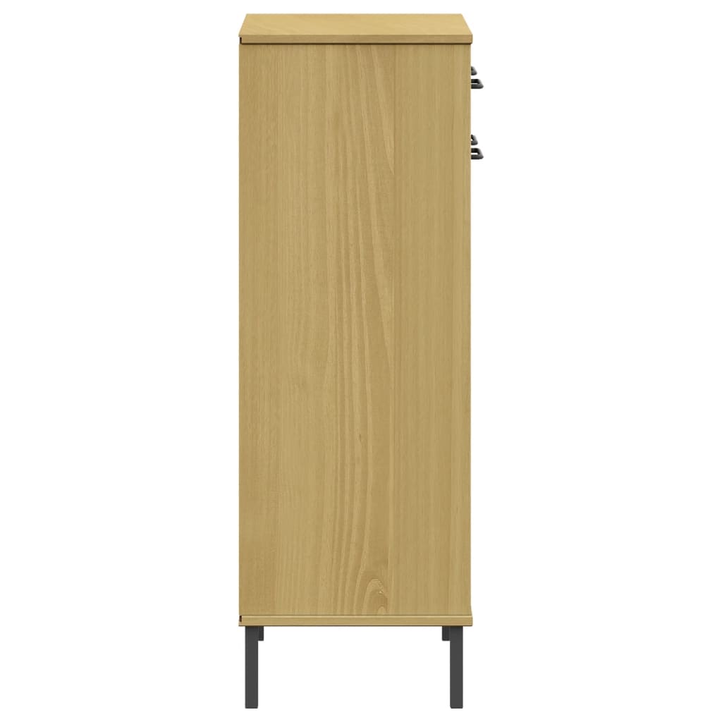 Schuhschrank OSLO mit Metallbeinen Braun Massivholz Kiefer