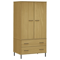 Thumbnail for Kleiderschrank OSLO Metallbeinen Braun 90x55x172,5cm Massivholz
