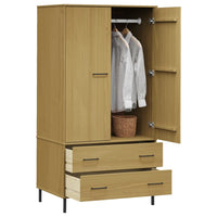 Thumbnail for Kleiderschrank OSLO Metallbeinen Braun 90x55x172,5cm Massivholz