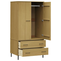 Thumbnail for Kleiderschrank OSLO Metallbeinen Braun 90x55x172,5cm Massivholz