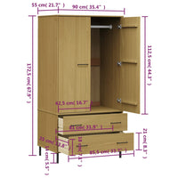 Thumbnail for Kleiderschrank OSLO Metallbeinen Braun 90x55x172,5cm Massivholz