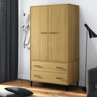 Thumbnail for Kleiderschrank OSLO Metallbeinen Braun 90x55x172,5cm Massivholz