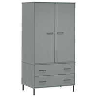 Thumbnail for Kleiderschrank OSLO Metallbeine Grau 90x55x172,5cm Massivholz