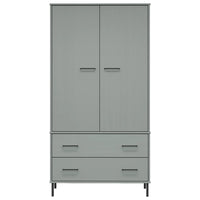 Thumbnail for Kleiderschrank OSLO Metallbeine Grau 90x55x172,5cm Massivholz