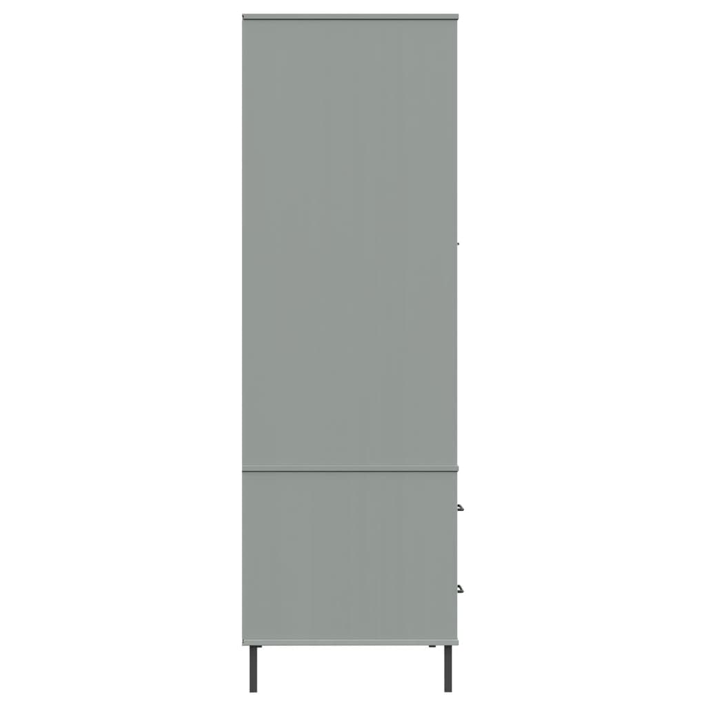 Kleiderschrank OSLO Metallbeine Grau 90x55x172,5cm Massivholz