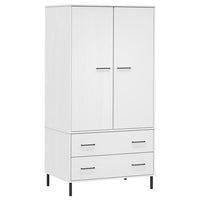 Thumbnail for Kleiderschrank OSLO Metallbeine Weiß 90x55x172,5 cm Massivholz
