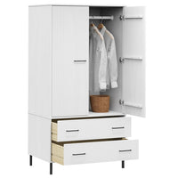 Thumbnail for Kleiderschrank OSLO Metallbeine Weiß 90x55x172,5 cm Massivholz