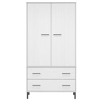 Thumbnail for Kleiderschrank OSLO Metallbeine Weiß 90x55x172,5 cm Massivholz