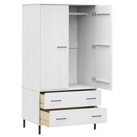 Thumbnail for Kleiderschrank OSLO Metallbeine Weiß 90x55x172,5 cm Massivholz
