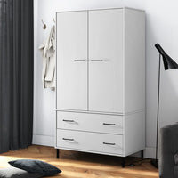 Thumbnail for Kleiderschrank OSLO Metallbeine Weiß 90x55x172,5 cm Massivholz