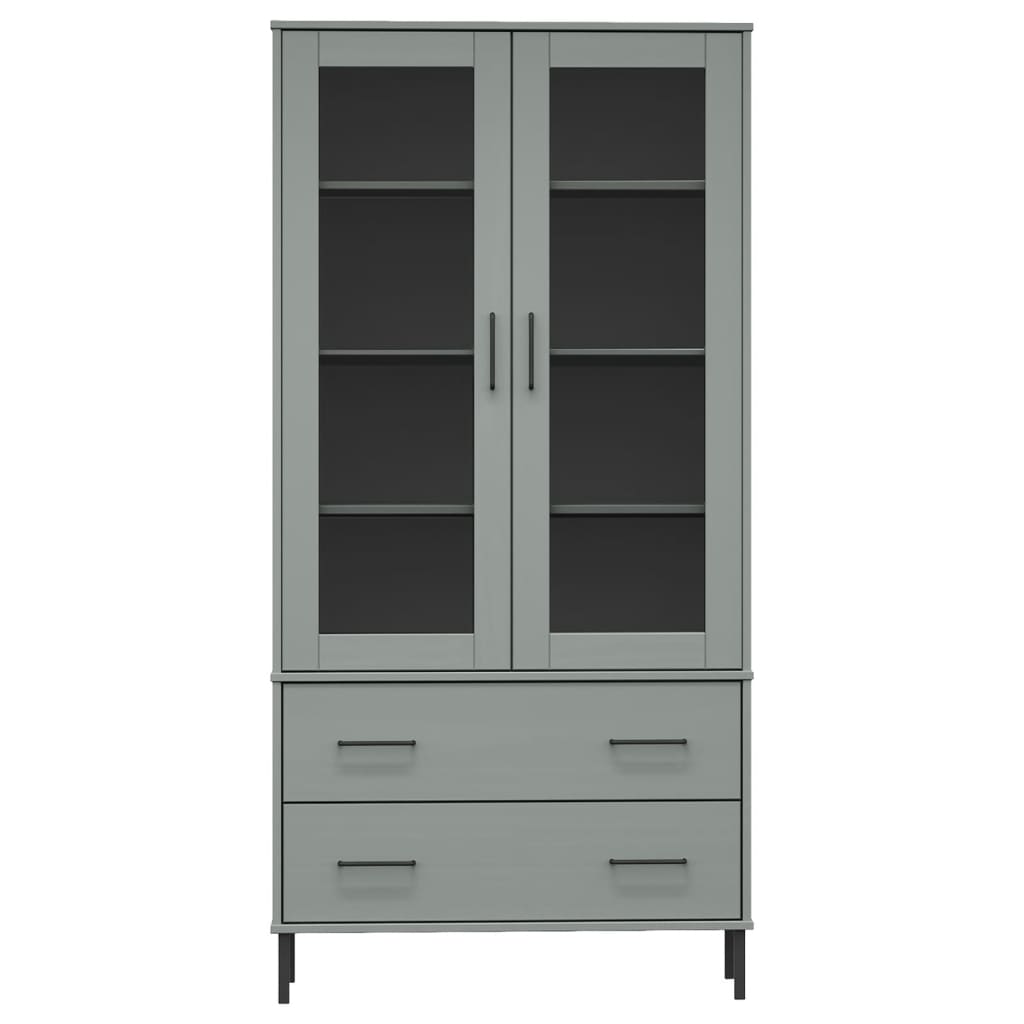 Bücherschrank OSLO Metallbeine Grau 85x35x172,5 cm Massivholz