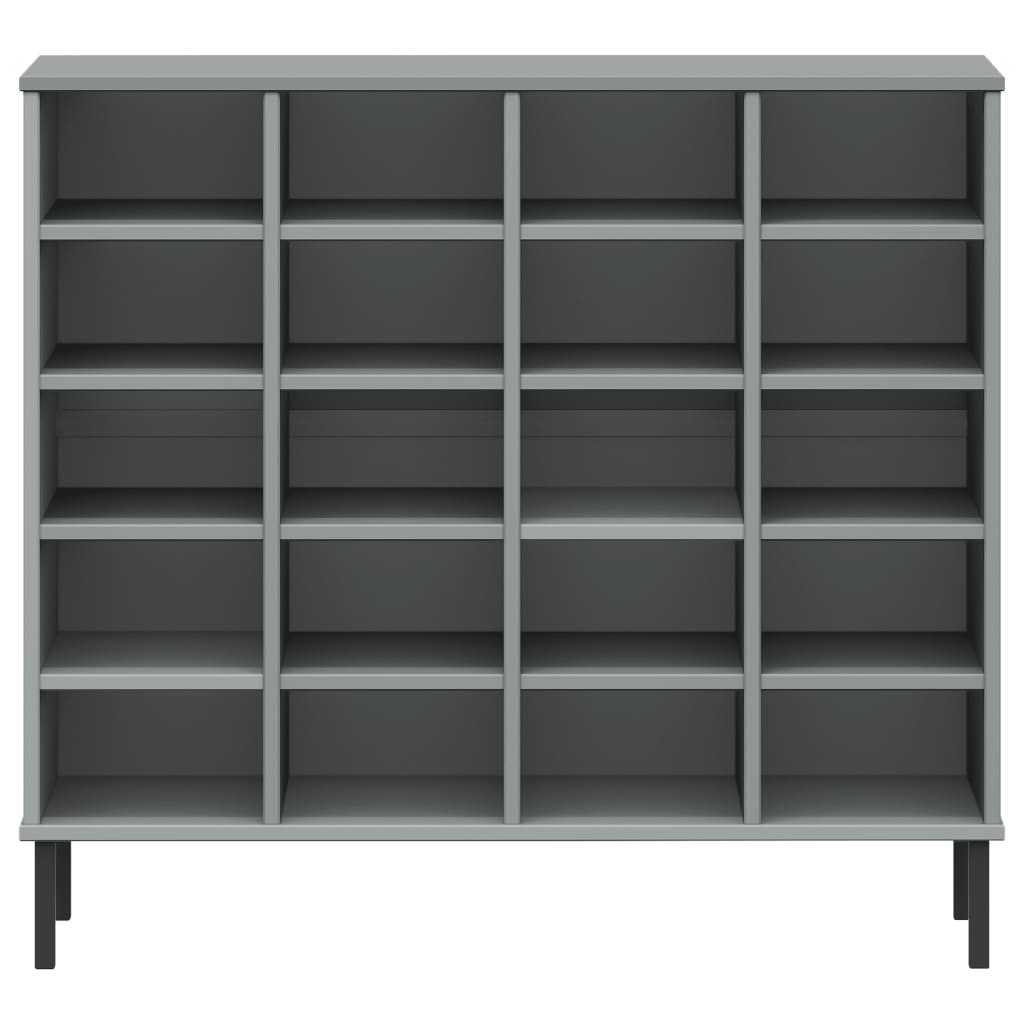 Schuhregal OSLO mit Metallbeinen Grau 95x35x87 cm Massivholz