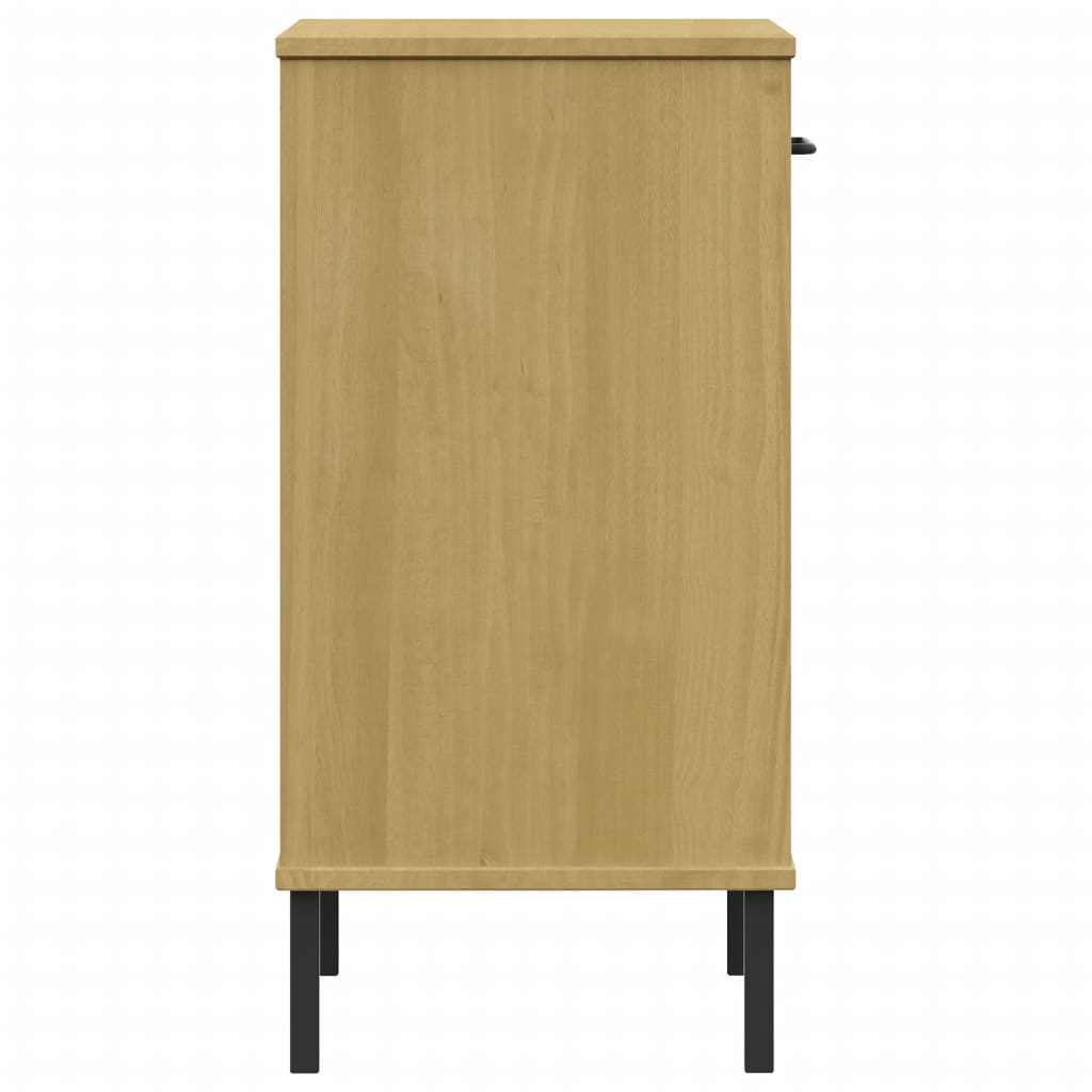 Konsolenschrank OSLO mit Metallbeinen Braun Massivholz Kiefer