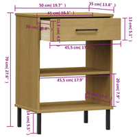 Thumbnail for Konsolenschrank OSLO mit Metallbeinen Braun Massivholz Kiefer