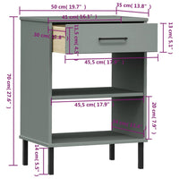 Thumbnail for Konsolenschrank OSLO mit Metallbeinen Grau Massivholz Kiefer