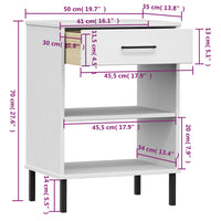 Thumbnail for Konsolenschrank OSLO mit Metallbeinen Weiß Massivholz Kiefer