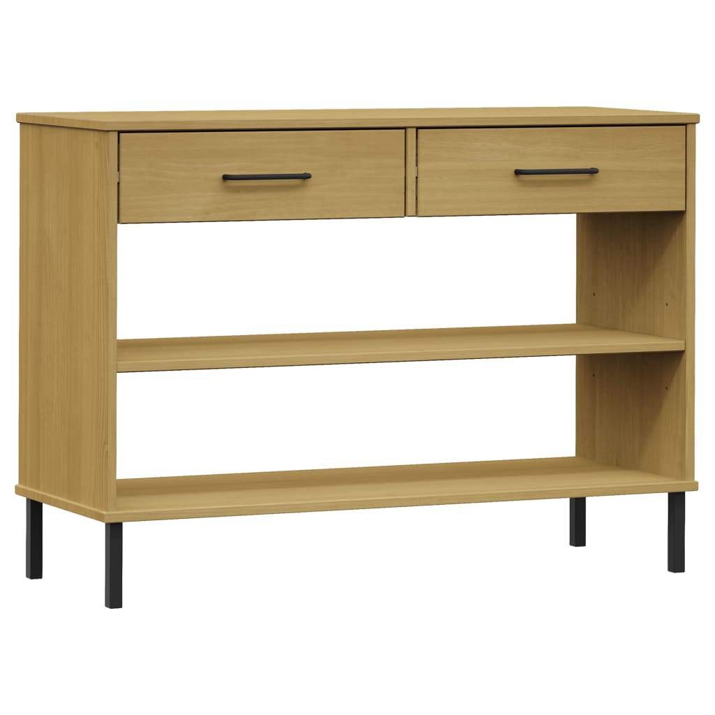 Konsolenschrank OSLO mit Metallbeinen Braun Massivholz Kiefer