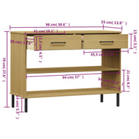 Thumbnail for Konsolenschrank OSLO mit Metallbeinen Braun Massivholz Kiefer
