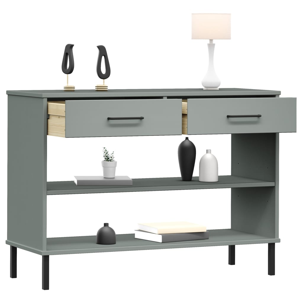 Konsolenschrank OSLO mit Metallbeinen Grau Massivholz Kiefer