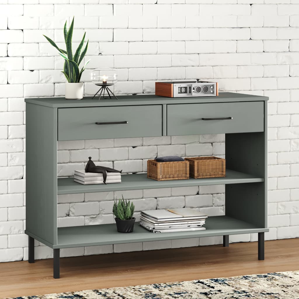 Konsolenschrank OSLO mit Metallbeinen Grau Massivholz Kiefer