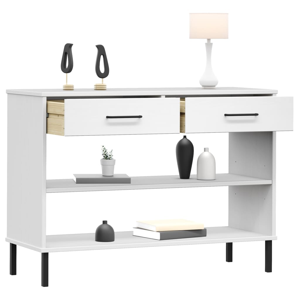 Konsolenschrank OSLO mit Metallbeinen Weiß Massivholz Kiefer