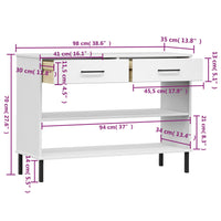 Thumbnail for Konsolenschrank OSLO mit Metallbeinen Weiß Massivholz Kiefer