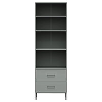 Thumbnail for Bücherregal OSLO mit 2 Schubladen Grau 60x35x180 cm Massivholz