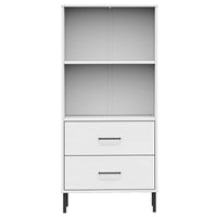 Thumbnail for Bücherregal OSLO mit 2 Schubladen Weiß 60x35x128,5cm Massivholz