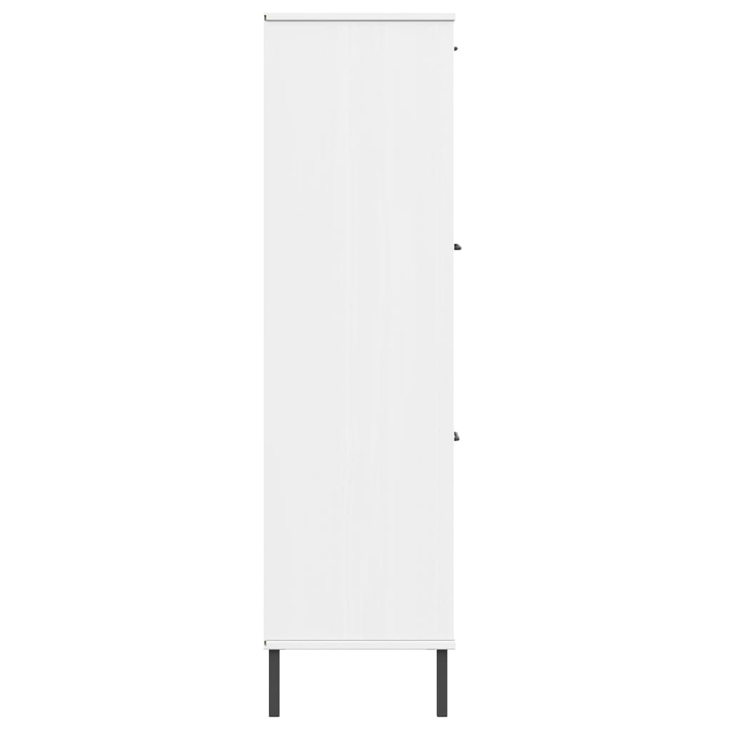 Bücherregal OSLO mit Metallbeinen Weiß 90x35x128,5cm Massivholz