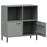 Thumbnail for Bücherregal OSLO mit Metallbeinen Grau 90x35x90,5 cm Massivholz