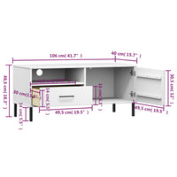 Thumbnail for TV-Schrank OSLO mit Metallbeinen Weiß Massivholz Kiefer