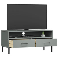 Thumbnail for TV-Schrank OSLO mit Metallbeinen Grau Massivholz Kiefer
