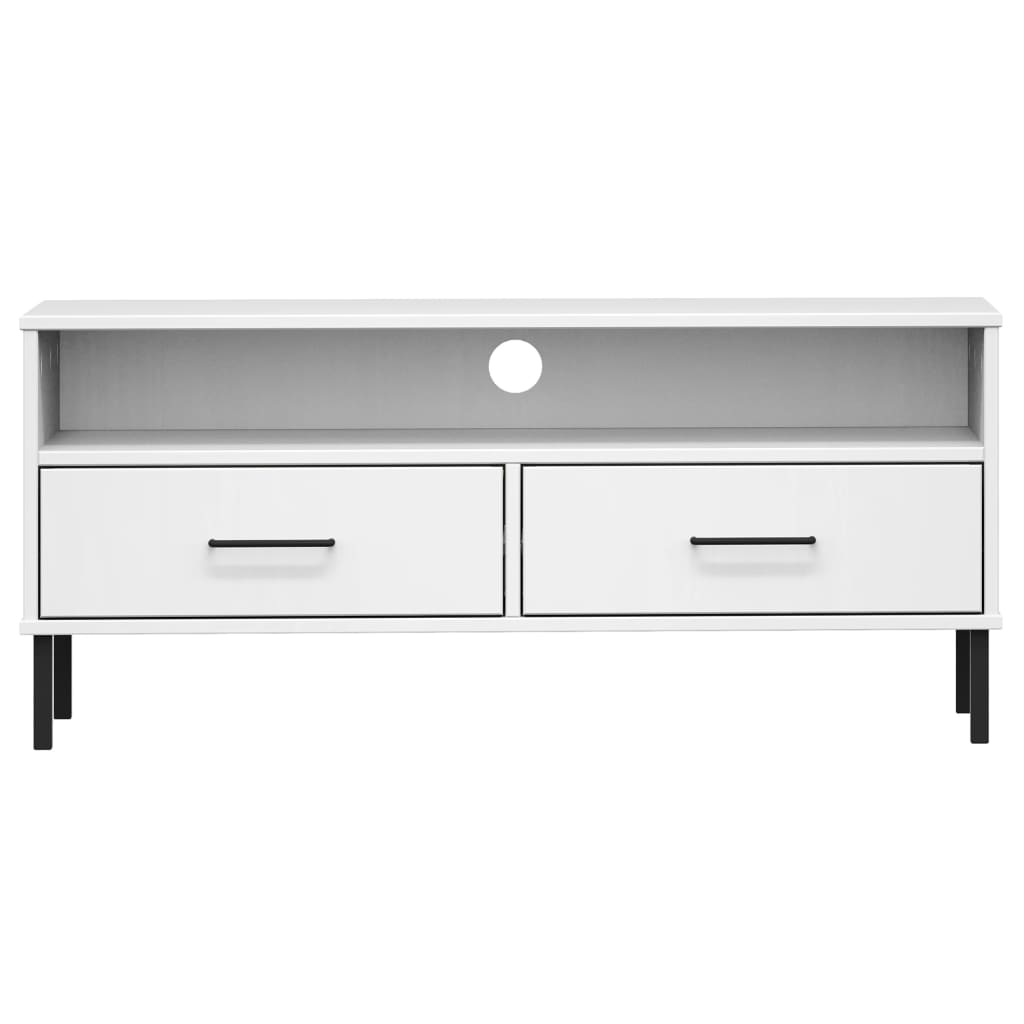 TV-Schrank OSLO mit Metallbeinen Weiß Massivholz Kiefer