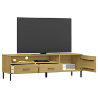 Thumbnail for TV-Schrank OSLO mit Metallbeinen Braun Massivholz Kiefer