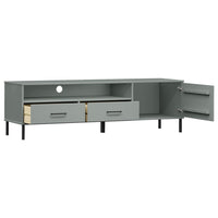 Thumbnail for TV-Schrank OSLO mit Metallbeinen Grau Massivholz Kiefer