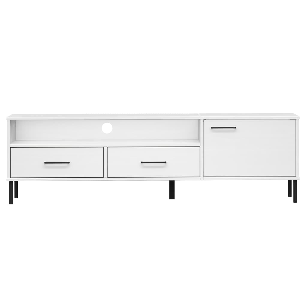 TV-Schrank OSLO mit Metallbeinen Weiß Massivholz Kiefer