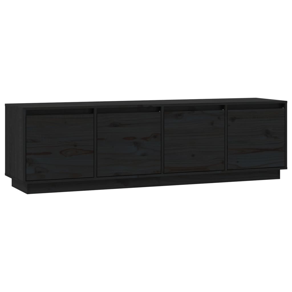 TV-Schrank Schwarz 156x37x45 cm Massivholz Kiefer