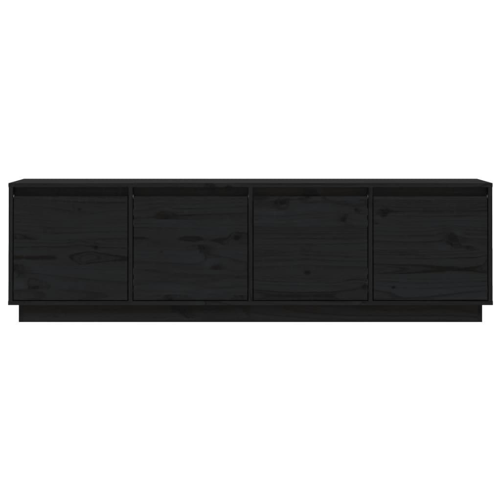 TV-Schrank Schwarz 156x37x45 cm Massivholz Kiefer