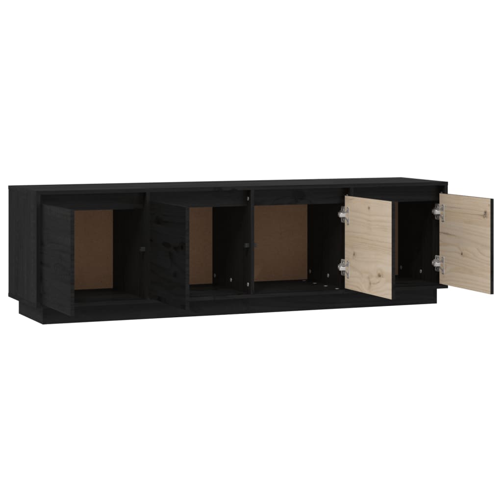 TV-Schrank Schwarz 156x37x45 cm Massivholz Kiefer