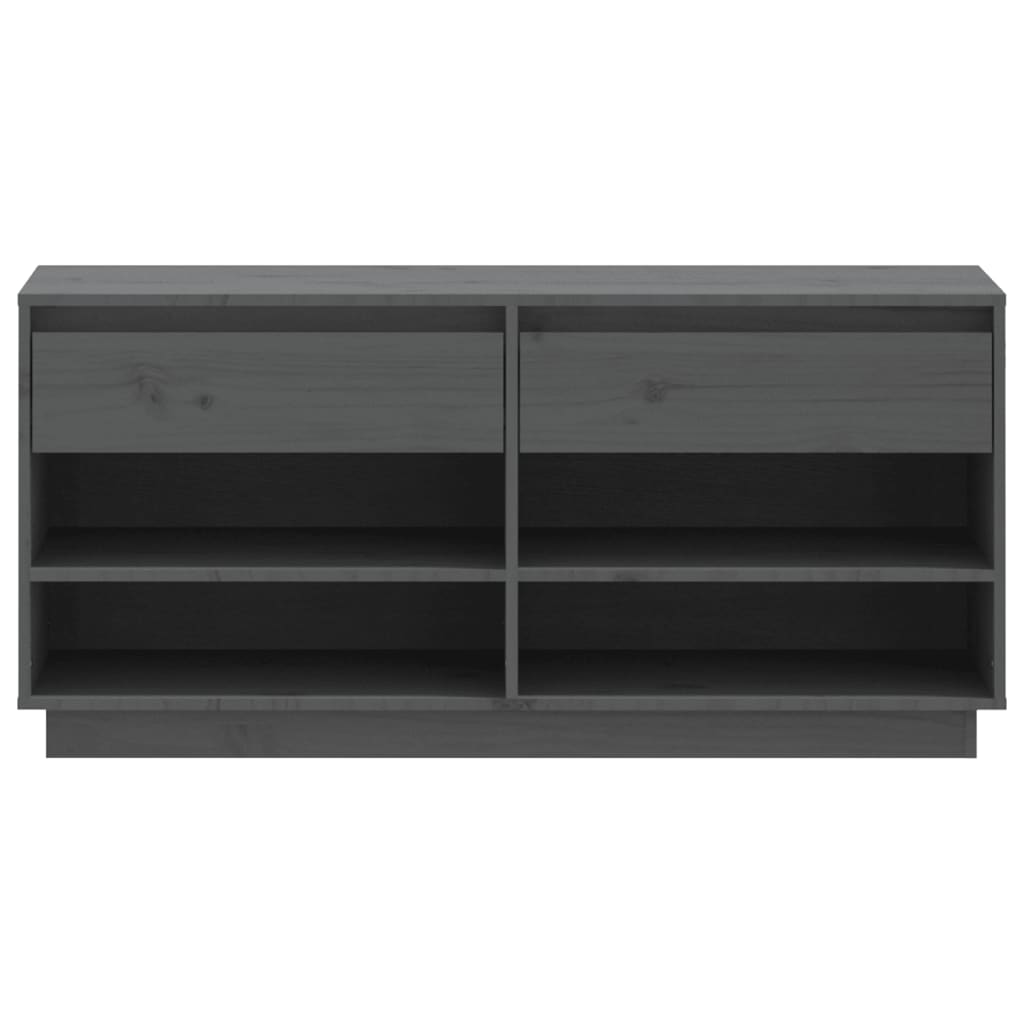 Schuhregal Grau 110x34x52 cm Massivholz Kiefer