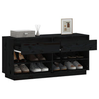 Thumbnail for Schuhregal Schwarz 110x34x52 cm Massivholz Kiefer