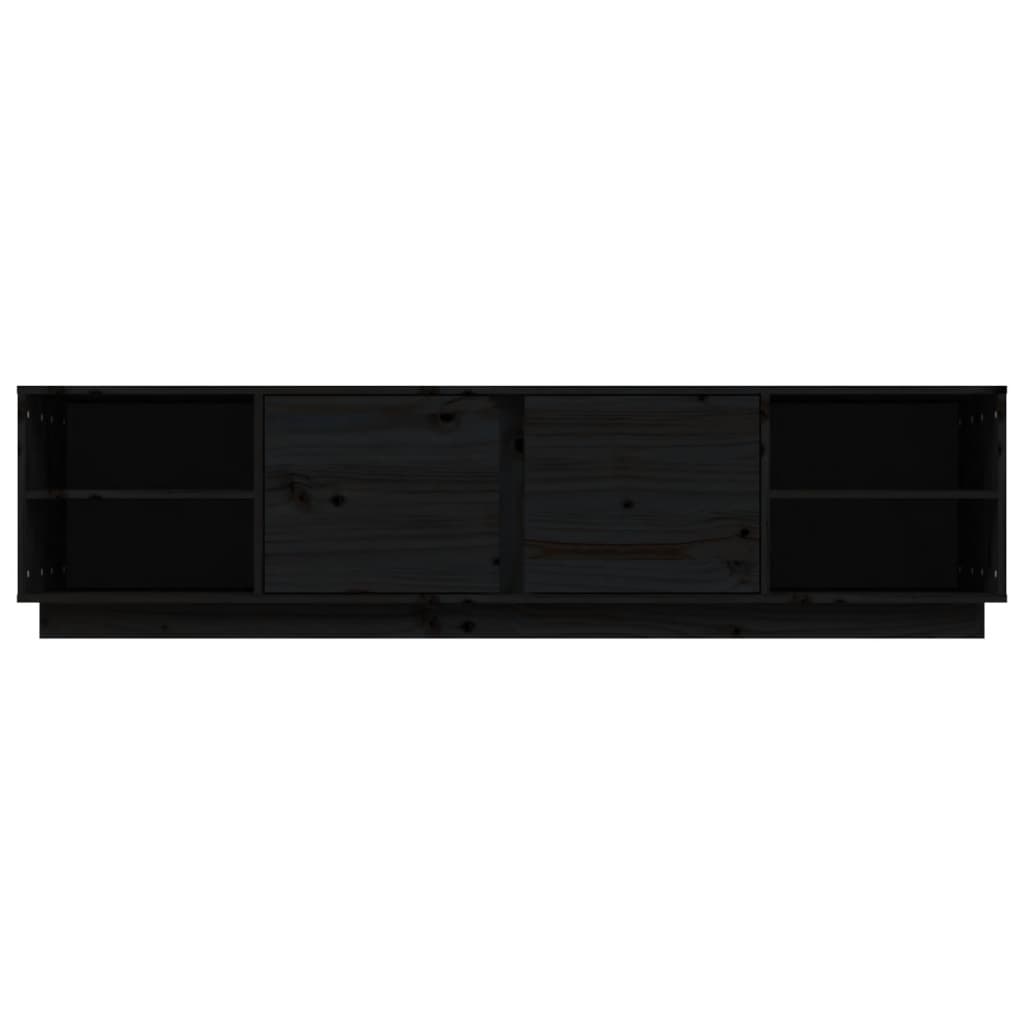 TV-Schrank Schwarz 156x40x40 cm Massivholz Kiefer