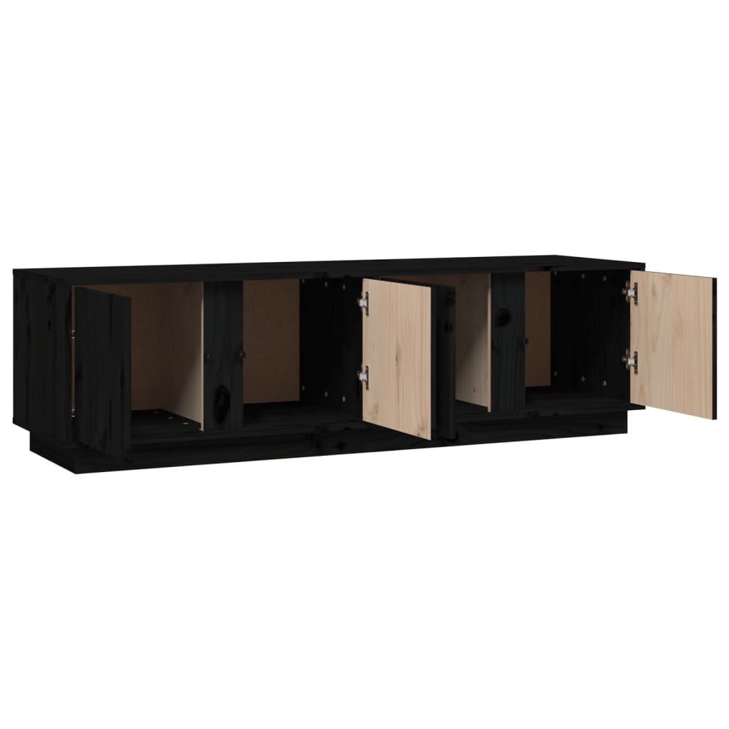 TV-Schrank Schwarz 140x40x40 cm Massivholz Kiefer
